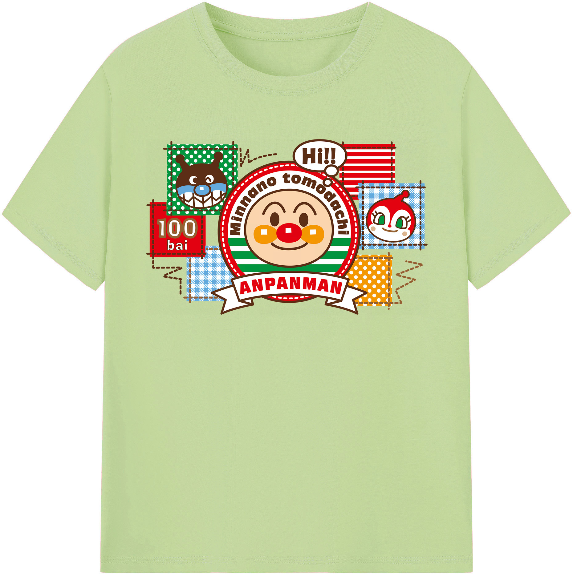 （画像用） アンパンマン Anpanman 綿100％半袖Tシャツ（フロントプリント）